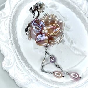 Handmade Premium Freshwater Sakura Pink Flameball Keshi Pearl Detachable Pendant